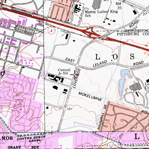 Topographic Map of Los Medanos Community Hospital, CA