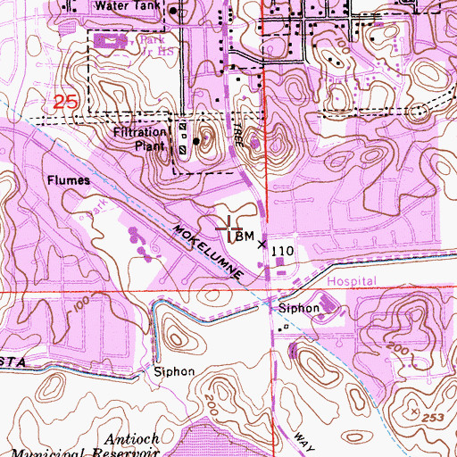 Topographic Map of Raleys Shopping Center, CA