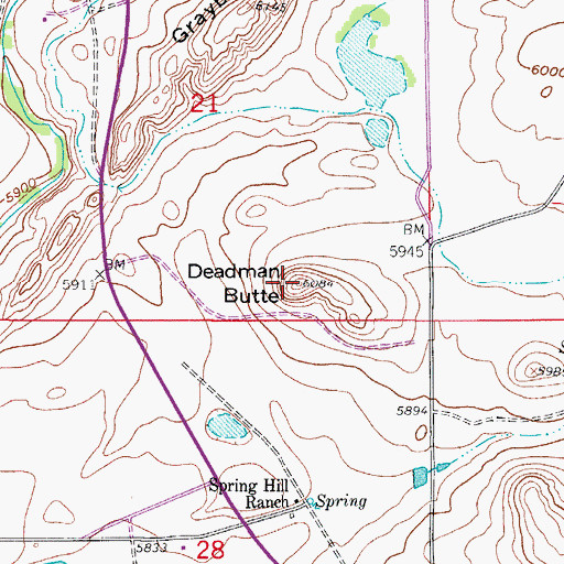 Topographic Map of Deadman Butte, CO