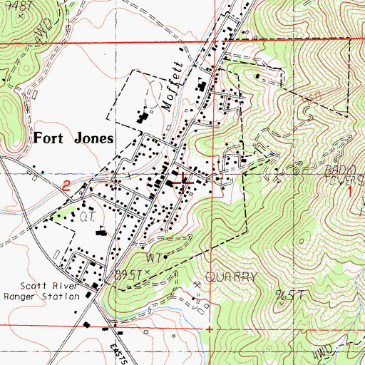 Topographic Map of Fort Jones City Hall, CA