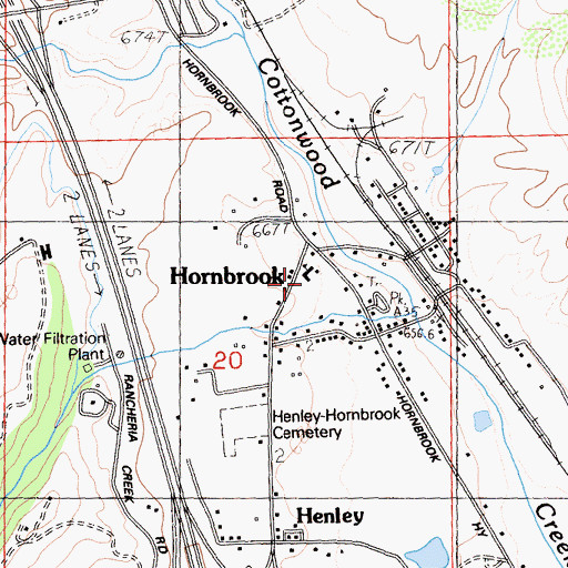 Topographic Map of Hornbrook Elementary School, CA