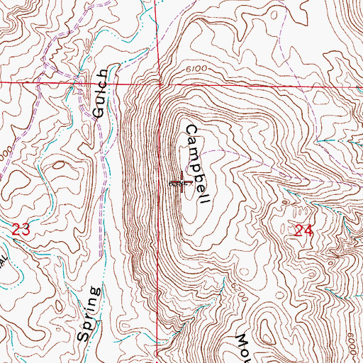 Topographic Map of Campbell Mountain, CO