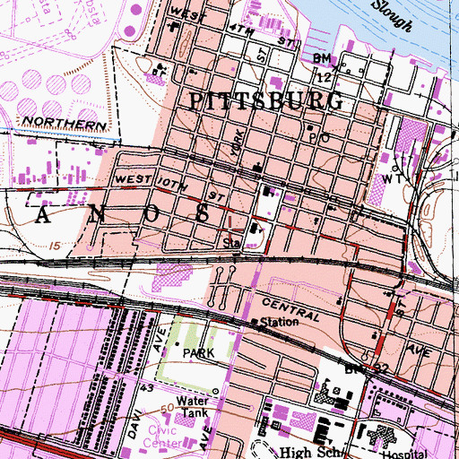 Topographic Map of Pittsburg Adult Education Center, CA