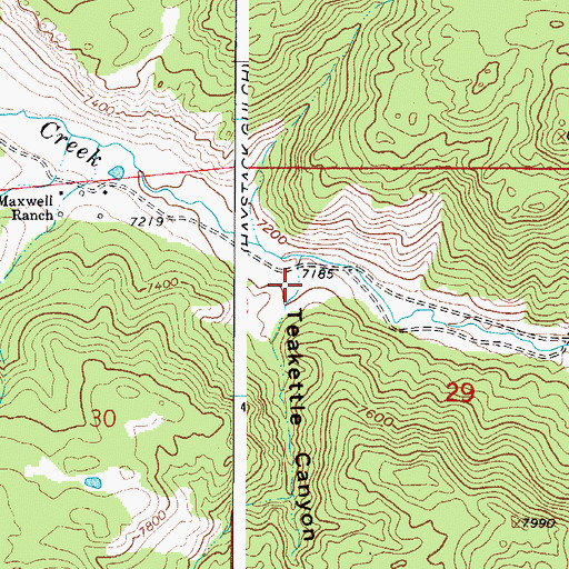 Topographic Map of Teakettle Canyon, CO