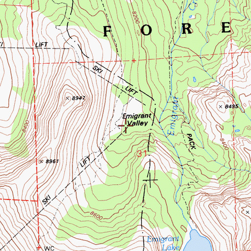 Topographic Map of Emigrant Valley, CA