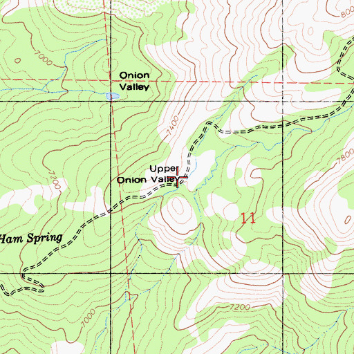 Topographic Map of Upper Onion Valley, CA