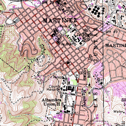 Topographic Map of First Baptist Church, CA