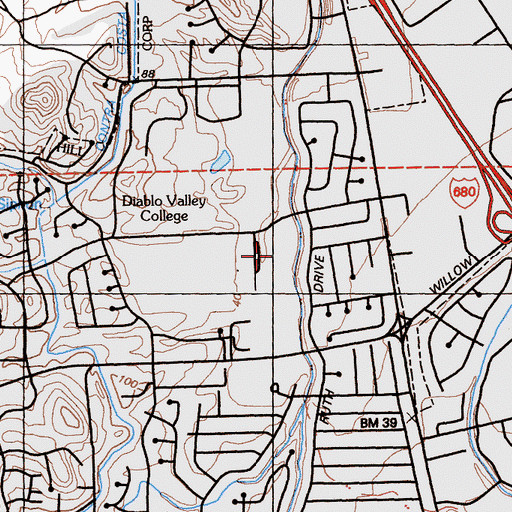 Topographic Map of Valley View Middle School, CA