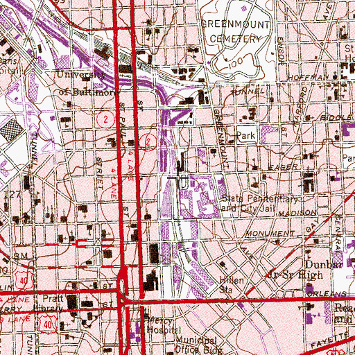 Topographic Map of City of Baltimore, MD