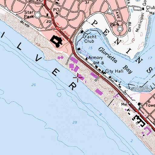 Topographic Map of Coronado Shores Beach, CA