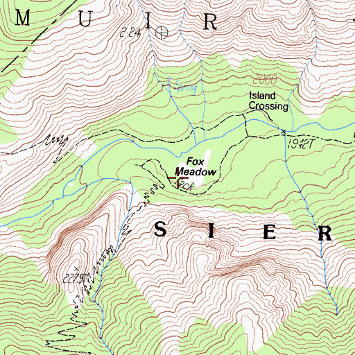 Topographic Map of Fox Meadow, CA