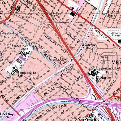 Topographic Map of Culver Slauson Park, CA