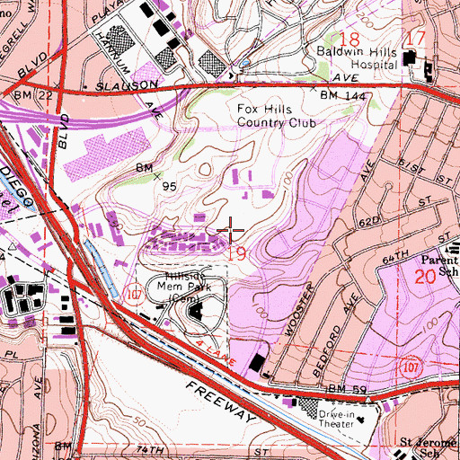 Topographic Map of Fox Hills Park, CA