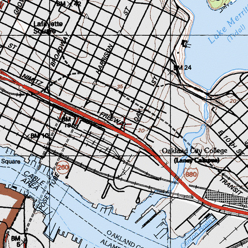 Topographic Map of Oak Street Station (historical), CA
