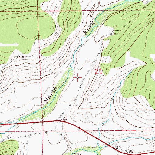 Topographic Map of Fisherman Pit Mine, WY