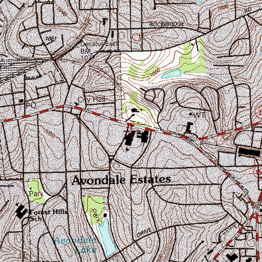 Topographic Map of Avondale Elementary School, GA