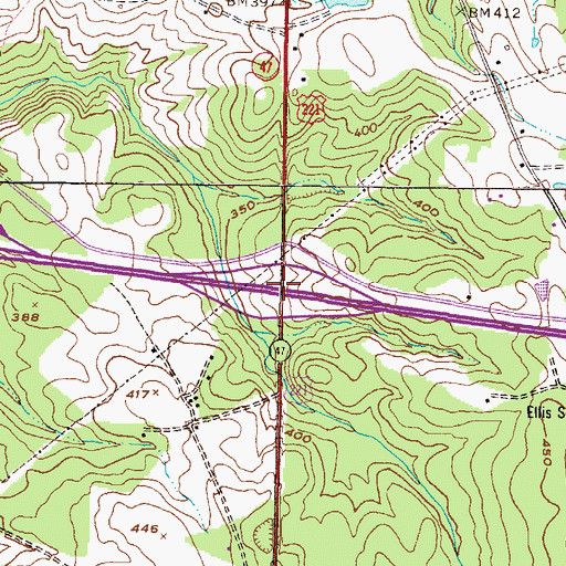 Topographic Map of Exit 61, GA