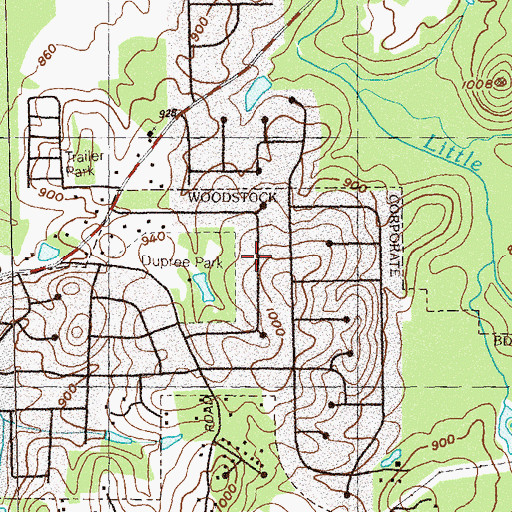 Topographic Map of Park Place Estates, GA
