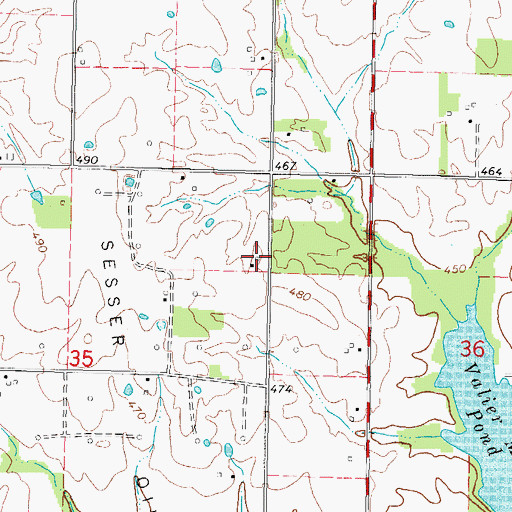 Topographic Map of East Center School (historical), IL