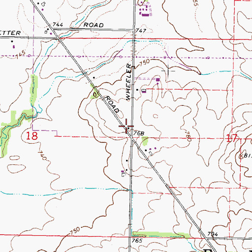 Topographic Map of Buck School (historical), IL