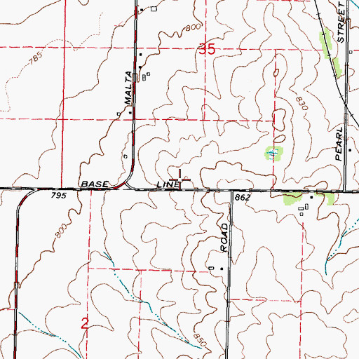 Topographic Map of Greenhow School (historical), IL