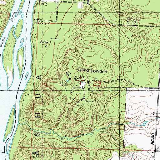 Topographic Map of Camp Lowden, IL