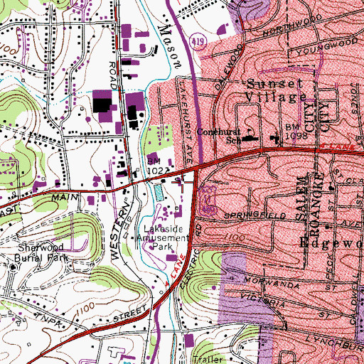 Topographic Map of Lakeside Plaza Shopping Center, VA