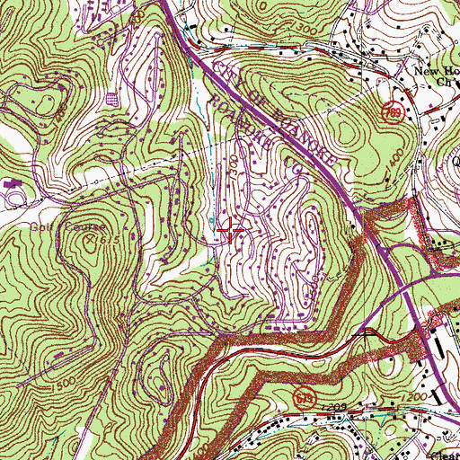 Topographic Map of Hunting Hills, VA