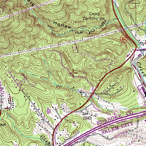 Topographic Map of Laurel Woods, VA