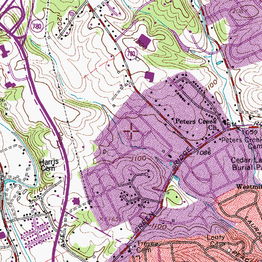 Topographic Map of Montclair Estates, VA