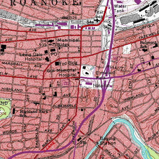 Topographic Map of Saint Johns Episcopal Church, VA
