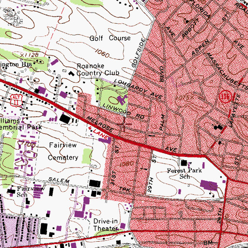 Topographic Map of Grove Park, VA