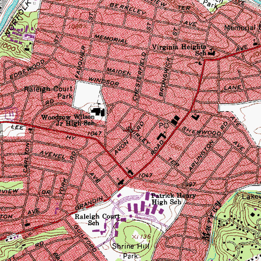 Topographic Map of Raleigh Court, VA