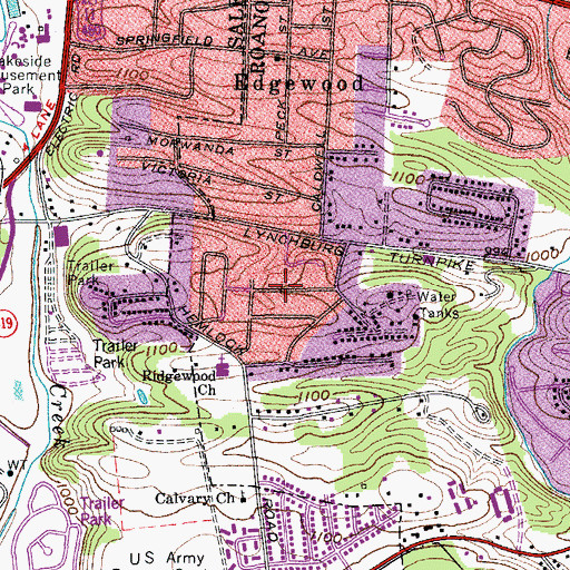 Topographic Map of Ridgewood Park, VA