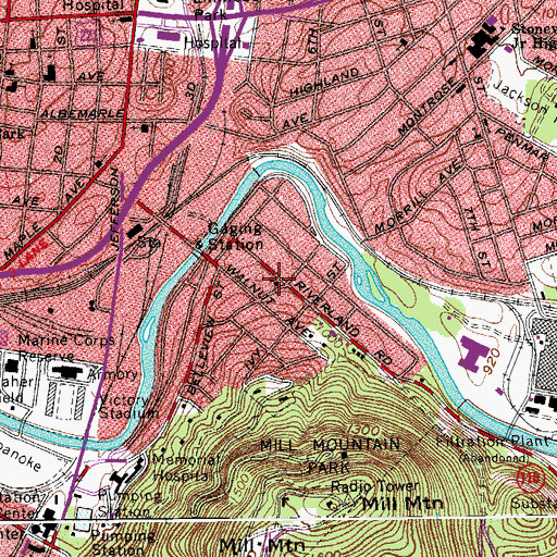 Topographic Map of Riverland Road Baptist Church, VA