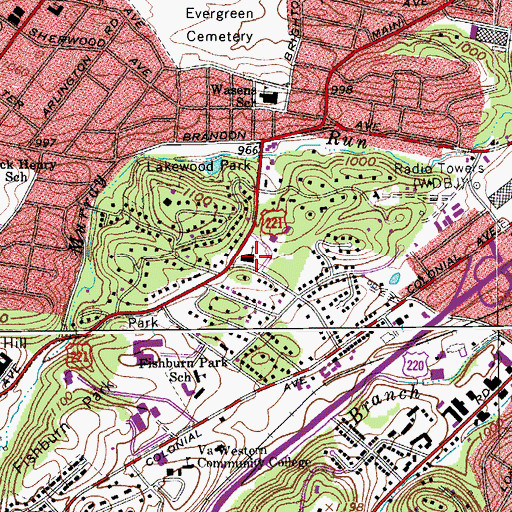 Topographic Map of Temple Emanuel, VA