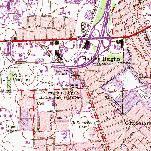 Topographic Map of Dundalk Avenue Branch Enoch Pratt Free Library, MD