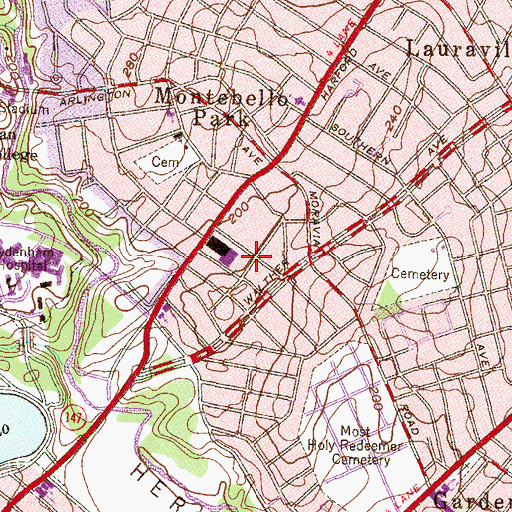 Topographic Map of Beverly Hills, MD