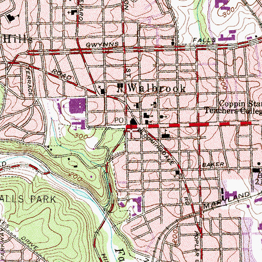 Topographic Map of Walbrook Branch Enoch Pratt Free Library, MD