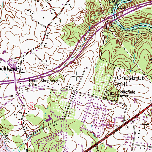 Topographic Map of Chestnut Farms, MD