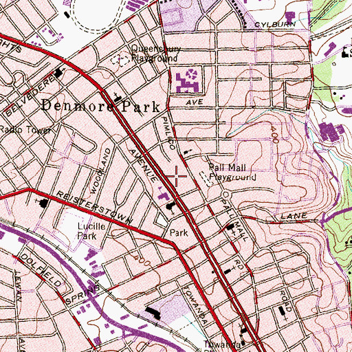 Topographic Map of Shaarei Tzedek Synagogue, MD