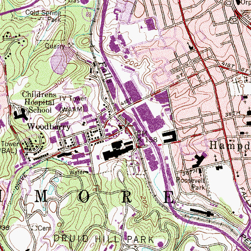 Topographic Map of Woodberry United Methodist Church, MD