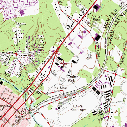 Topographic Map of Davis Industrial Park, MD