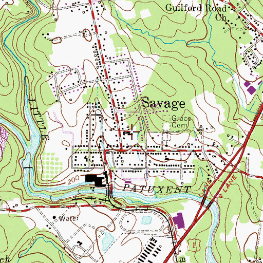 Topographic Map of Savage Grade School (historical), MD