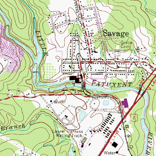 Topographic Map of Savage Mill, MD