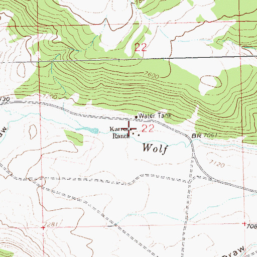 Topographic Map of Karren Ranch, CO