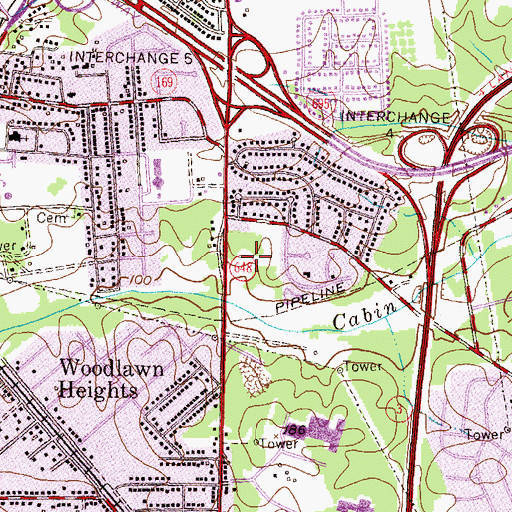 Topographic Map of Burwood Plaza Shopping Center, MD