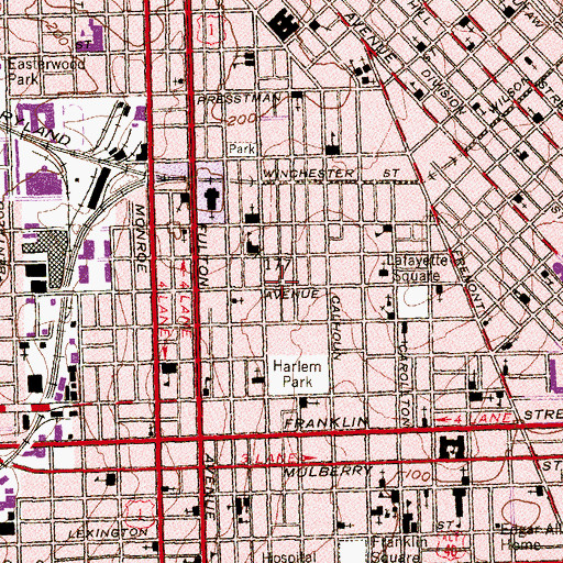 Topographic Map of Lafayette Square Multi-Service Center, MD