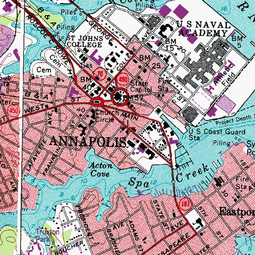 Topographic Map of First Presbyterian Church of Annapolis, MD