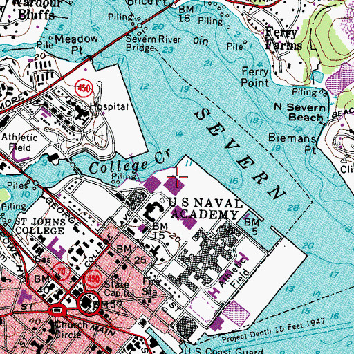 Topographic Map of Rickover Hall, MD